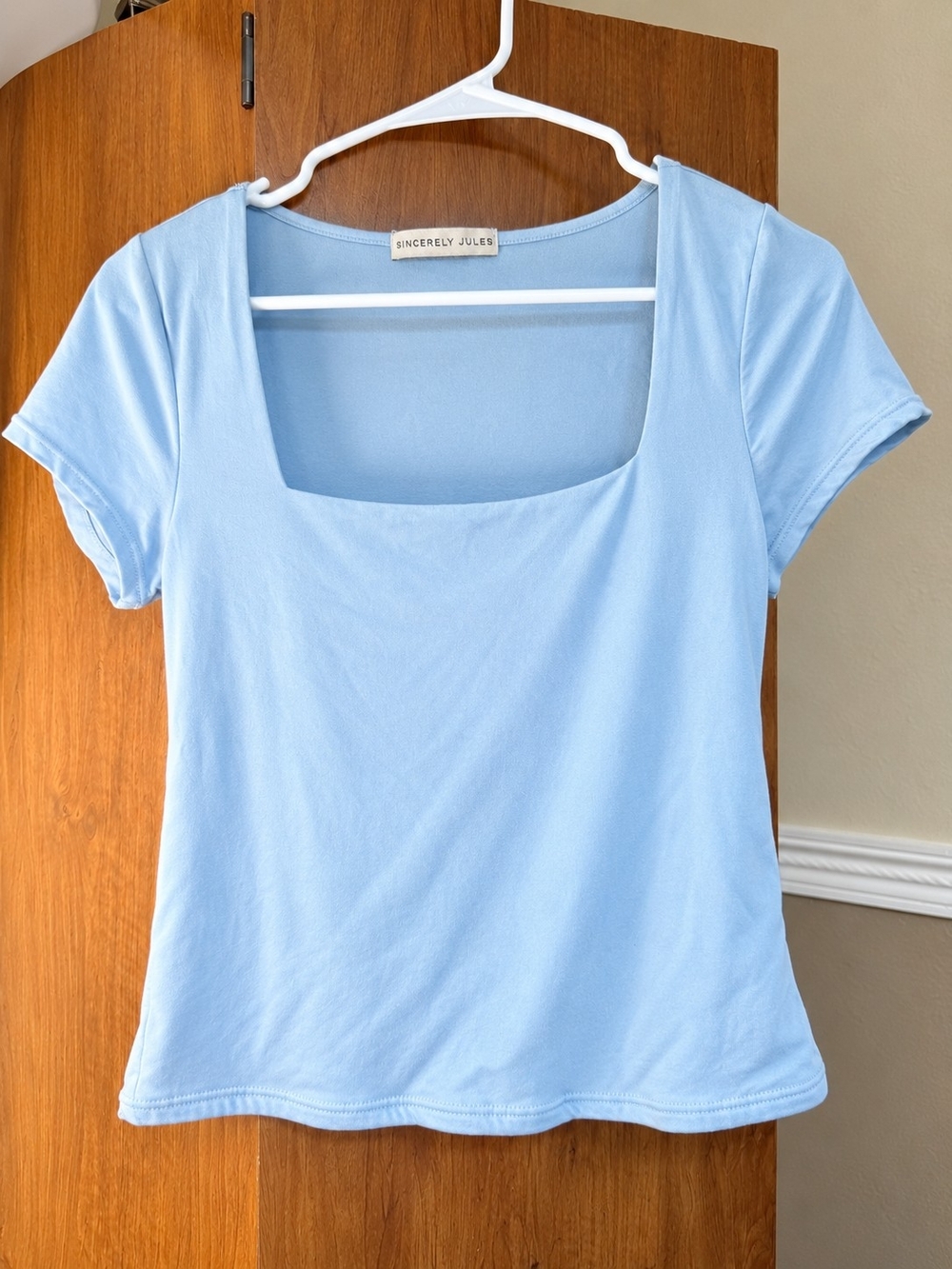 Sincerely Jules Baby Blue Square Neck Short Sleeve Tee